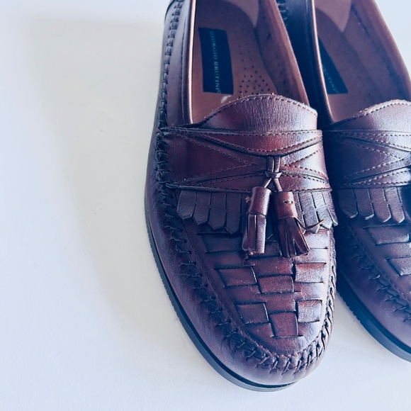 Men’s Giorgio Brutini Brown Leather Tassel Weaving Loafers size 9.5 D. main image 7